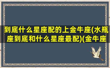 到底什么星座配的上金牛座(水瓶座到底和什么星座最配)(金牛座和什么星座匹配度最高)