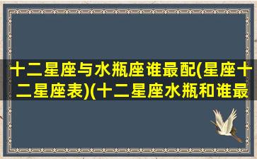 十二星座与水瓶座谁最配(星座十二星座表)(十二星座水瓶和谁最配)