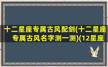 十二星座专属古风配剑(十二星座专属古风名字测一测)(12星座专属古风剑)