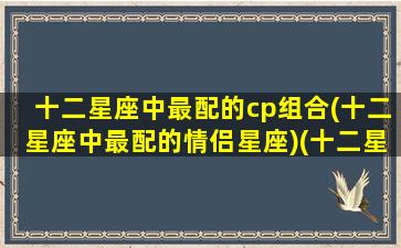 十二星座中最配的cp组合(十二星座中最配的情侣星座)(十二星座最般配的情侣星座)