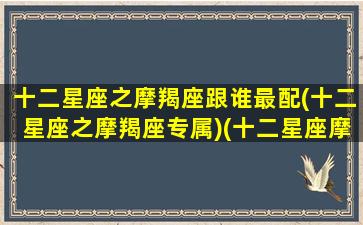 十二星座之摩羯座跟谁最配(十二星座之摩羯座专属)(十二星座摩羯座和哪个星座是绝配)