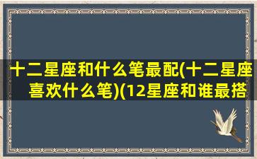 十二星座和什么笔最配(十二星座喜欢什么笔)(12星座和谁最搭配)