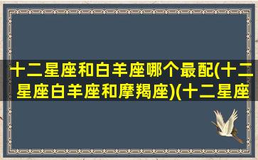 十二星座和白羊座哪个最配(十二星座白羊座和摩羯座)(十二星座白羊和谁最配)