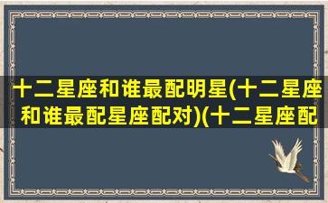 十二星座和谁最配明星(十二星座和谁最配星座配对)(十二星座配对的明星)