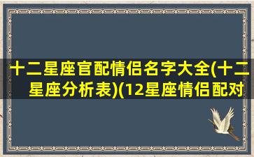 十二星座官配情侣名字大全(十二星座分析表)(12星座情侣配对)