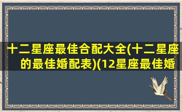 十二星座最佳合配大全(十二星座的最佳婚配表)(12星座最佳婚配)