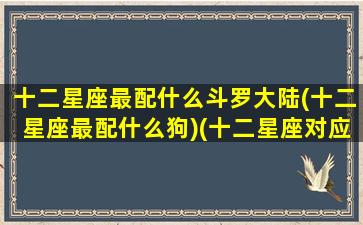 十二星座最配什么斗罗大陆(十二星座最配什么狗)(十二星座对应的斗罗大陆人物是谁)