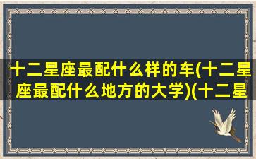 十二星座最配什么样的车(十二星座最配什么地方的大学)(十二星座中最搭配的星座)