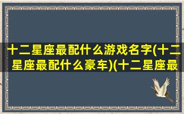 十二星座最配什么游戏名字(十二星座最配什么豪车)(十二星座最配搭档)