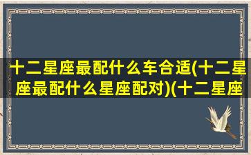 十二星座最配什么车合适(十二星座最配什么星座配对)(十二星座配什么跑车)