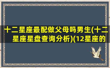 十二星座最配做父母吗男生(十二星座星盘查询分析)(12星座的最佳配偶)