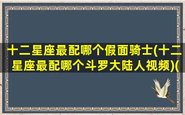 十二星座最配哪个假面骑士(十二星座最配哪个斗罗大陆人视频)(12星座对应哪位假面骑士)