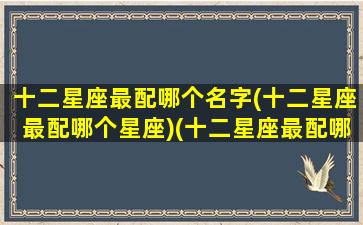 十二星座最配哪个名字(十二星座最配哪个星座)(十二星座最配哪个明星)