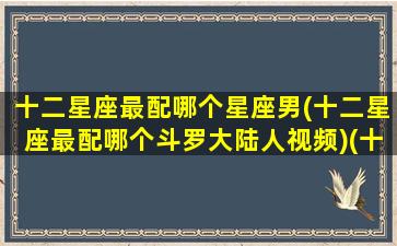 十二星座最配哪个星座男(十二星座最配哪个斗罗大陆人视频)(十二星座谁最配)