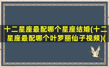 十二星座最配哪个星座结婚(十二星座最配哪个叶罗丽仙子视频)(十二星座配对的叶罗丽)