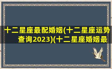 十二星座最配婚姻(十二星座运势查询2023)(十二星座婚姻最佳配对)