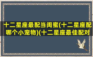 十二星座最配当闺蜜(十二星座配哪个小宠物)(十二星座最佳配对闺蜜)