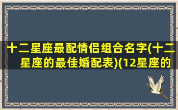 十二星座最配情侣组合名字(十二星座的最佳婚配表)(12星座的情侣搭配)