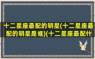 十二星座最配的明星(十二星座最配的明星是谁)(十二星座最配什么明星)