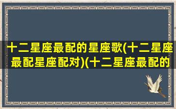 十二星座最配的星座歌(十二星座最配星座配对)(十二星座最配的歌曲)