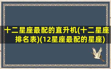 十二星座最配的直升机(十二星座排名表)(12星座最配的星座)