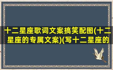 十二星座歌词文案搞笑配图(十二星座的专属文案)(写十二星座的歌)