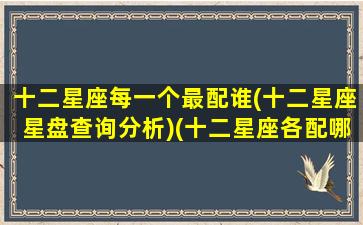 十二星座每一个最配谁(十二星座星盘查询分析)(十二星座各配哪个星座)
