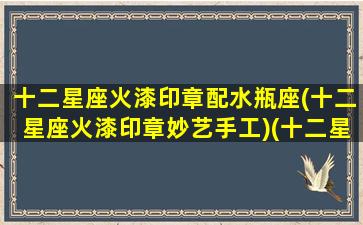 十二星座火漆印章配水瓶座(十二星座火漆印章妙艺手工)(十二星座专属印章)