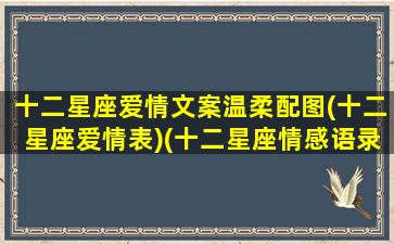 十二星座爱情文案温柔配图(十二星座爱情表)(十二星座情感语录)