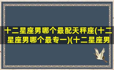 十二星座男哪个最配天秤座(十二星座男哪个最专一)(十二星座男最佳配对)