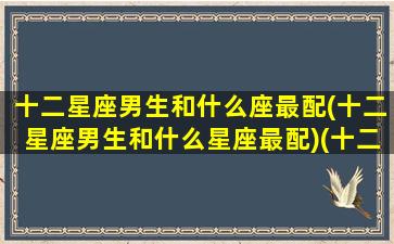 十二星座男生和什么座最配(十二星座男生和什么星座最配)(十二星座最配哪个星座的男生)