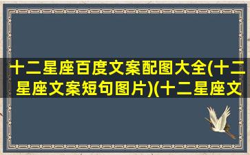 十二星座百度文案配图大全(十二星座文案短句图片)(十二星座文字素材)