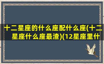 十二星座的什么座配什么座(十二星座什么座最渣)(12星座里什么座和什么座最配)