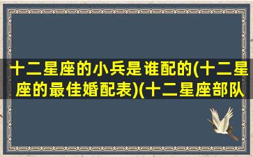 十二星座的小兵是谁配的(十二星座的最佳婚配表)(十二星座部队)