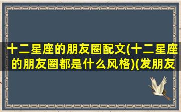 十二星座的朋友圈配文(十二星座的朋友圈都是什么风格)(发朋友圈十二星座的配文)