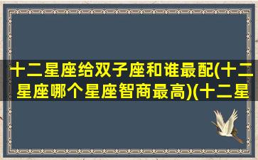 十二星座给双子座和谁最配(十二星座哪个星座智商最高)(十二星座之双子)