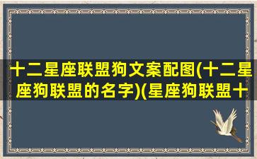 十二星座联盟狗文案配图(十二星座狗联盟的名字)(星座狗联盟十二星座谁最傻)