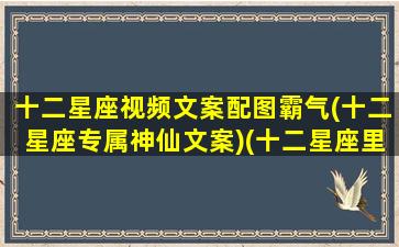 十二星座视频文案配图霸气(十二星座专属神仙文案)(十二星座里面的短视频)