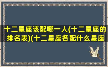 十二星座该配哪一人(十二星座的排名表)(十二星座各配什么星座)