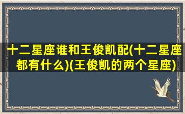 十二星座谁和王俊凯配(十二星座都有什么)(王俊凯的两个星座)