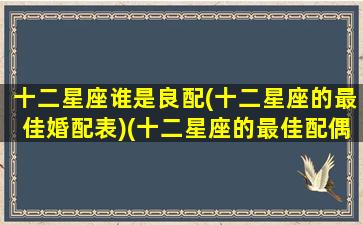 十二星座谁是良配(十二星座的最佳婚配表)(十二星座的最佳配偶)