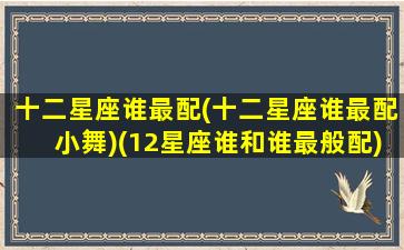 十二星座谁最配(十二星座谁最配小舞)(12星座谁和谁最般配)