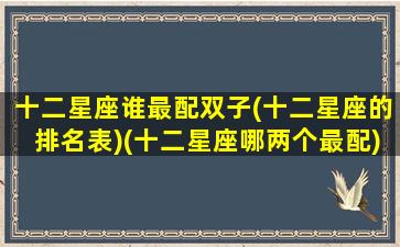 十二星座谁最配双子(十二星座的排名表)(十二星座哪两个最配)