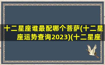 十二星座谁最配哪个菩萨(十二星座运势查询2023)(十二星座谁最匹配谁)