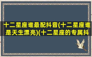 十二星座谁最配抖音(十二星座谁是天生漂亮)(十二星座的专属抖音名)