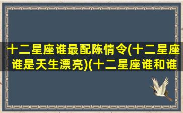 十二星座谁最配陈情令(十二星座谁是天生漂亮)(十二星座谁和谁最配做情侣)