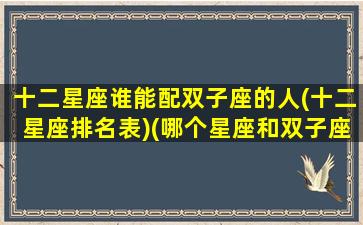 十二星座谁能配双子座的人(十二星座排名表)(哪个星座和双子座最般配)