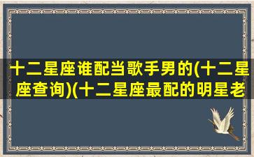 十二星座谁配当歌手男的(十二星座查询)(十二星座最配的明星老公是什么)