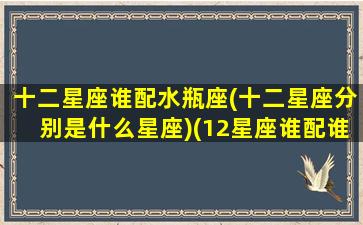 十二星座谁配水瓶座(十二星座分别是什么星座)(12星座谁配谁)