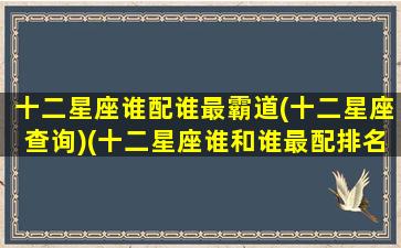 十二星座谁配谁最霸道(十二星座查询)(十二星座谁和谁最配排名)